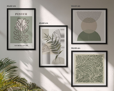 Ensemble de 4 tableaux Motifs botaniques géométriques