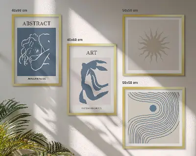 Ensemble de 4 tableaux motifs abstraits élégants de Matisse