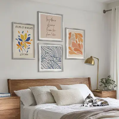 Fleurs abstraites modernes ensemble de 4 tableaux
