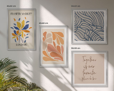 Ensemble de 4 tableaux Fleurs abstraites modernes