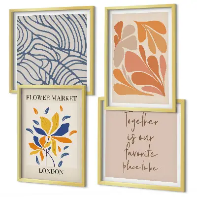 Fleurs abstraites modernes ensemble de 4 tableaux