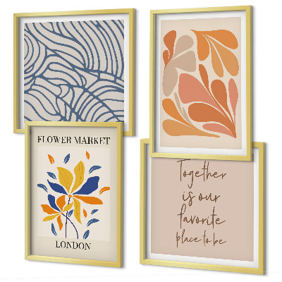 Ensemble de 4 tableaux Fleurs abstraites modernes