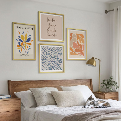 Ensemble de 4 tableaux Fleurs abstraites modernes