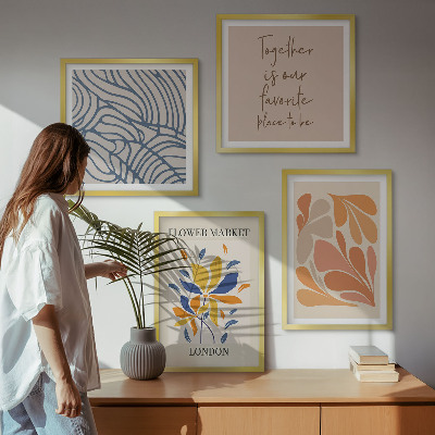 Ensemble de 4 tableaux Fleurs abstraites modernes