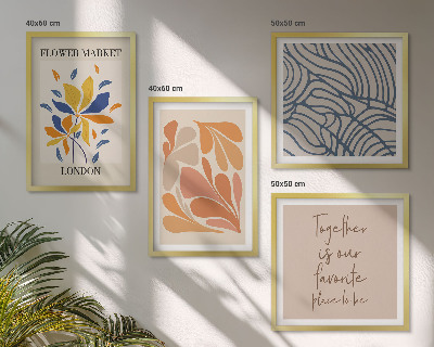 Ensemble de 4 tableaux Fleurs abstraites modernes