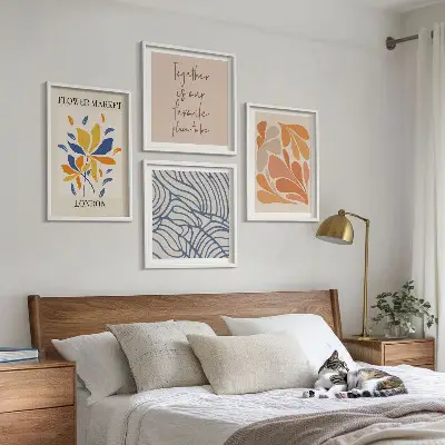Fleurs abstraites modernes ensemble de 4 tableaux