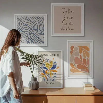 Fleurs abstraites modernes ensemble de 4 tableaux