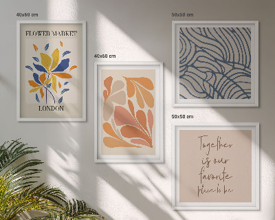 Ensemble de 4 tableaux Fleurs abstraites modernes