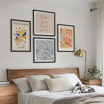 Fleurs abstraites modernes ensemble de 4 tableaux
