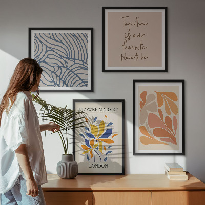 Ensemble de 4 tableaux Fleurs abstraites modernes