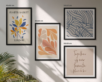 Ensemble de 4 tableaux Fleurs abstraites modernes