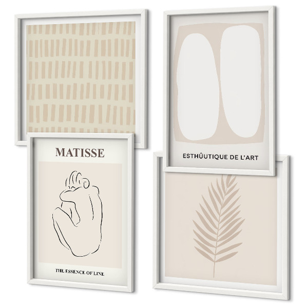 Polyptyque z cadres Lignes formes beige blanc