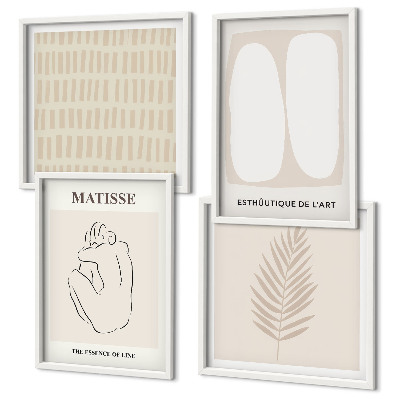 Polyptyque z cadres Lignes formes beige blanc