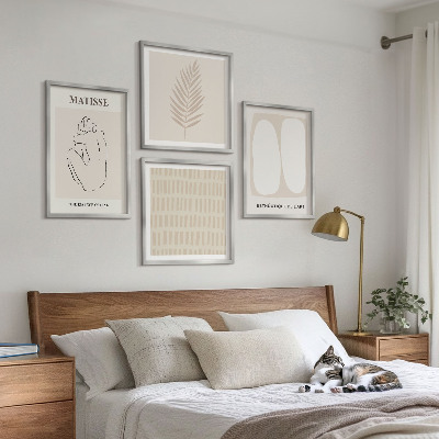 Polyptyque z cadres Lignes formes beige blanc