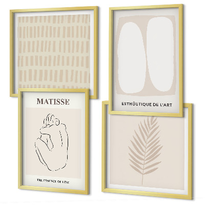 Polyptyque z cadres Lignes formes beige blanc