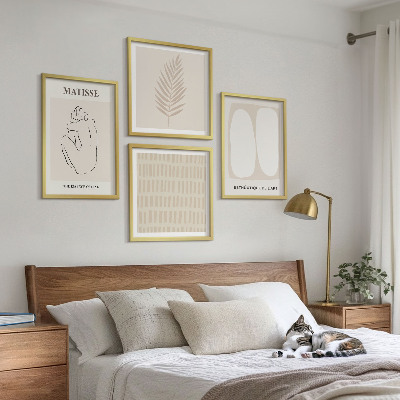 Polyptyque z cadres Lignes formes beige blanc