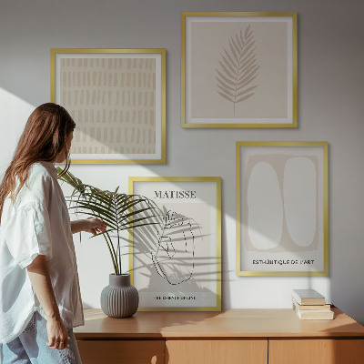 Polyptyque z cadres Lignes formes beige blanc