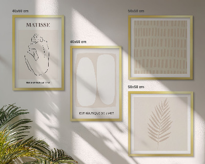 Polyptyque z cadres Lignes formes beige blanc