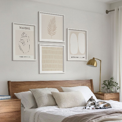 Polyptyque z cadres Lignes formes beige blanc