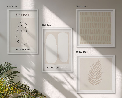 Polyptyque z cadres Lignes formes beige blanc