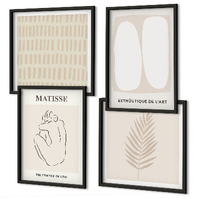 Polyptyque z cadres Lignes formes beige blanc
