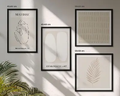 Polyptyque 2 cadres lignes et formes beige et blanc