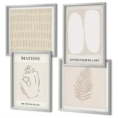 Polyptyque 2 cadres lignes et formes beige et blanc