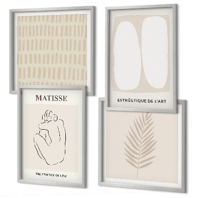 Polyptyque z cadres Lignes formes beige blanc