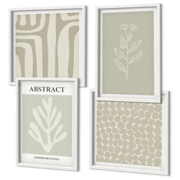 Motifs végétaux abstraits ensemble de 4 tableaux