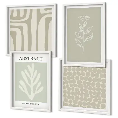 Motifs végétaux abstraits ensemble de 4 tableaux