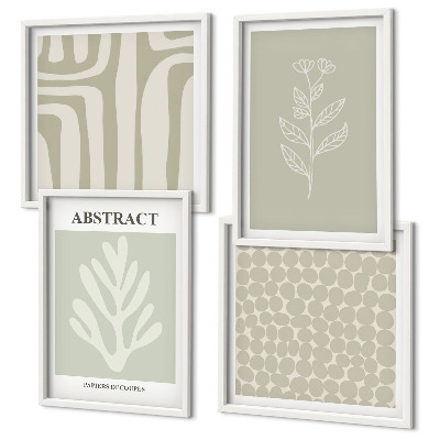 Ensemble de 4 tableaux Motifs végétaux abstraits