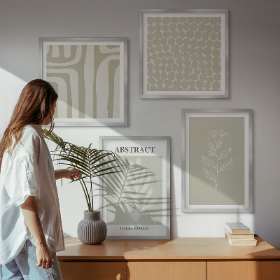 Ensemble de 4 tableaux Motifs végétaux abstraits