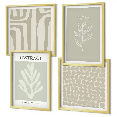 Motifs végétaux abstraits ensemble de 4 tableaux