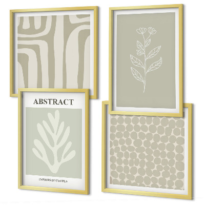 Ensemble de 4 tableaux Motifs végétaux abstraits