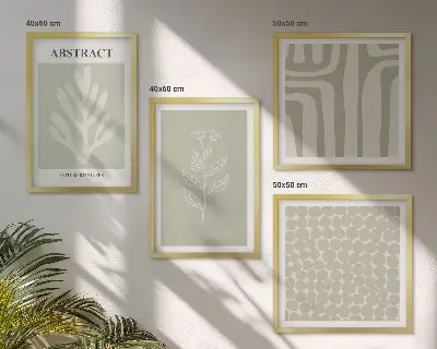 Motifs végétaux abstraits ensemble de 4 tableaux