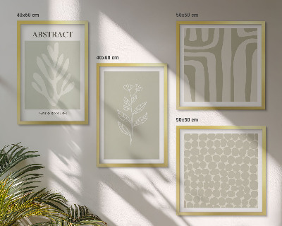 Ensemble de 4 tableaux Motifs végétaux abstraits