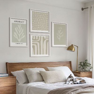 Ensemble de 4 tableaux Motifs végétaux abstraits