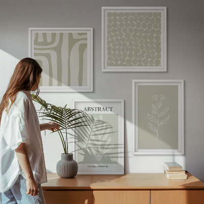 Ensemble de 4 tableaux Motifs végétaux abstraits
