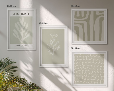 Ensemble de 4 tableaux Motifs végétaux abstraits