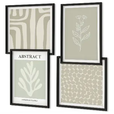 Motifs végétaux abstraits ensemble de 4 tableaux