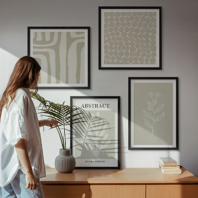 Ensemble de 4 tableaux Motifs végétaux abstraits