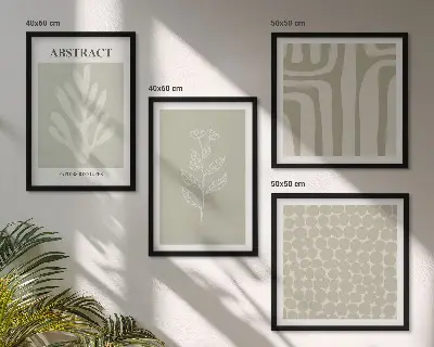 Motifs végétaux abstraits ensemble de 4 tableaux