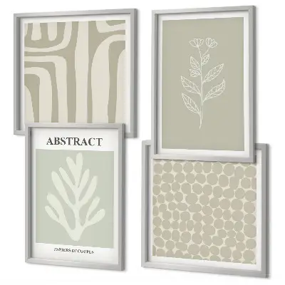 Motifs végétaux abstraits ensemble de 4 tableaux