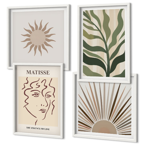 Polyptyque z cadres Motifs végétaux abstraits