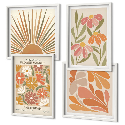 Ensemble de 4 tableaux Tournesols pastel