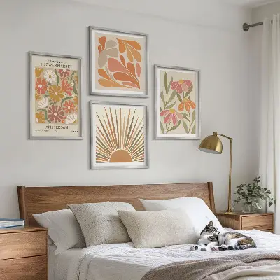 Tournesols pastel ensemble de 4 tableaux