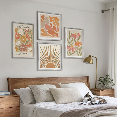 Ensemble de 4 tableaux Tournesols pastel