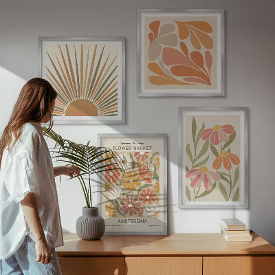 Ensemble de 4 tableaux Tournesols pastel