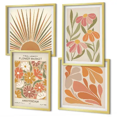 Tournesols pastel ensemble de 4 tableaux