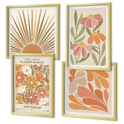 Ensemble de 4 tableaux Tournesols pastel